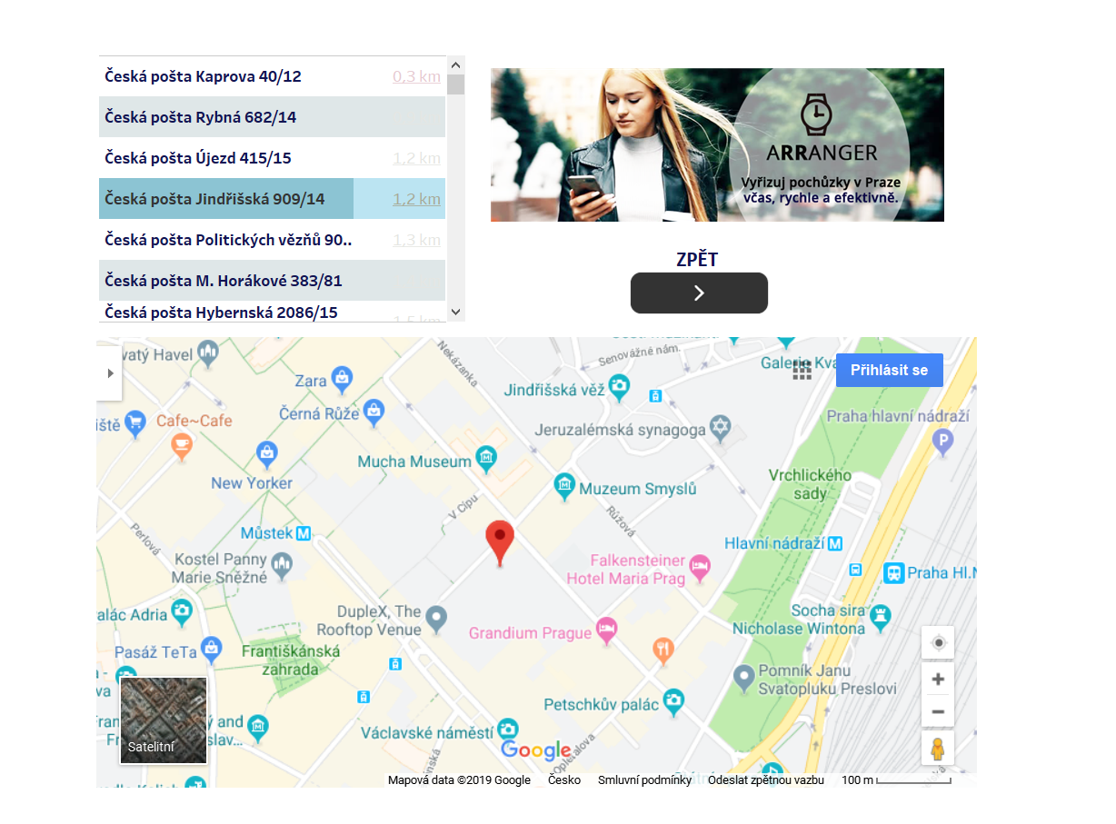 Druhý dashboard - mapa